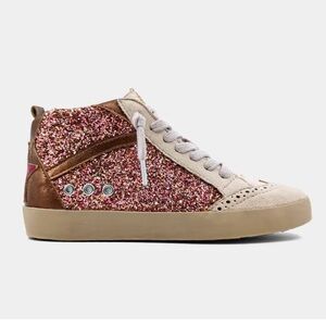 Pink Glitter High-Top Sneakers